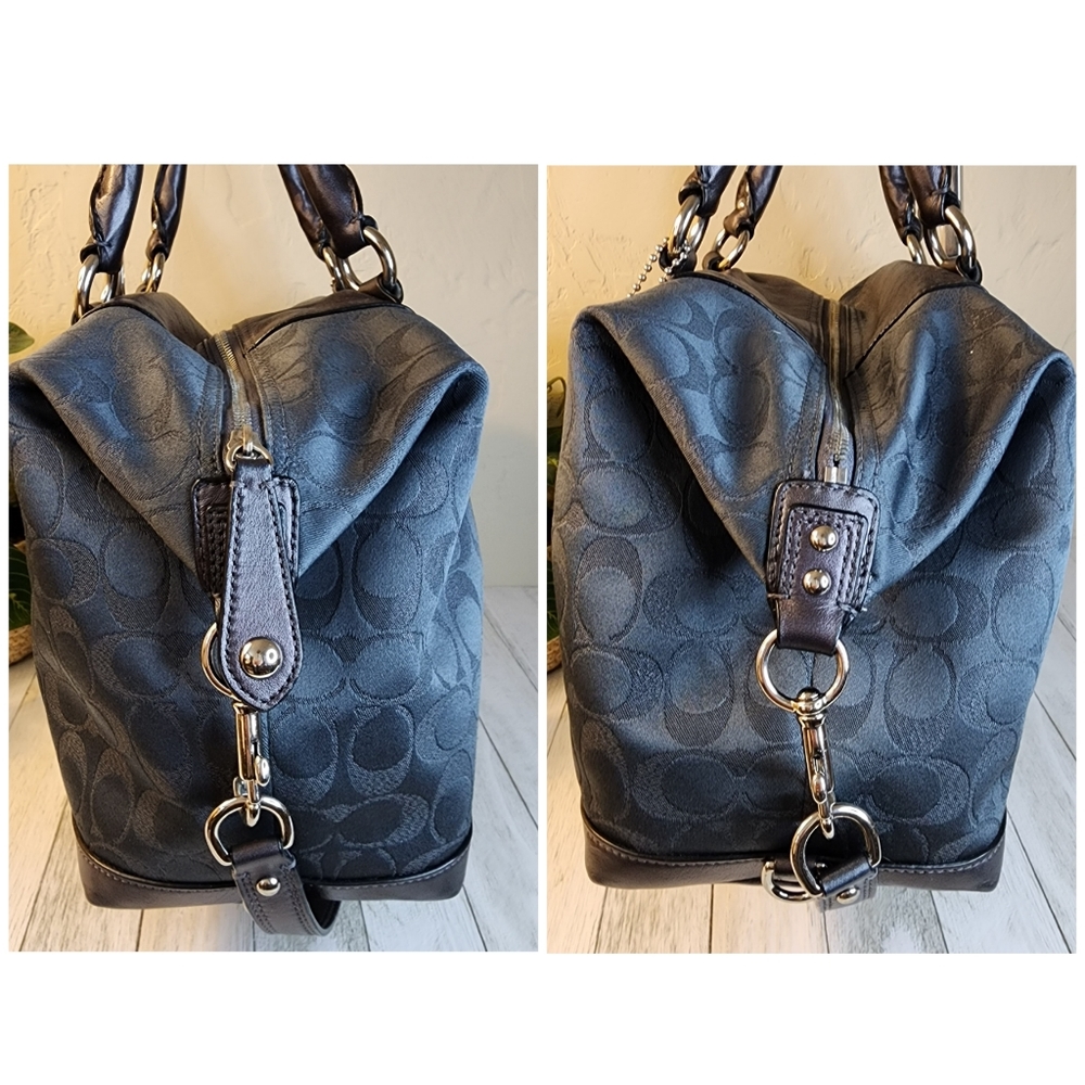 Coach Charcoal Leather & Jacquard Ashley Signature Satchel & Wallet w/Dust Bag - Picture 10 of 16